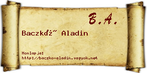 Baczkó Aladin névjegykártya